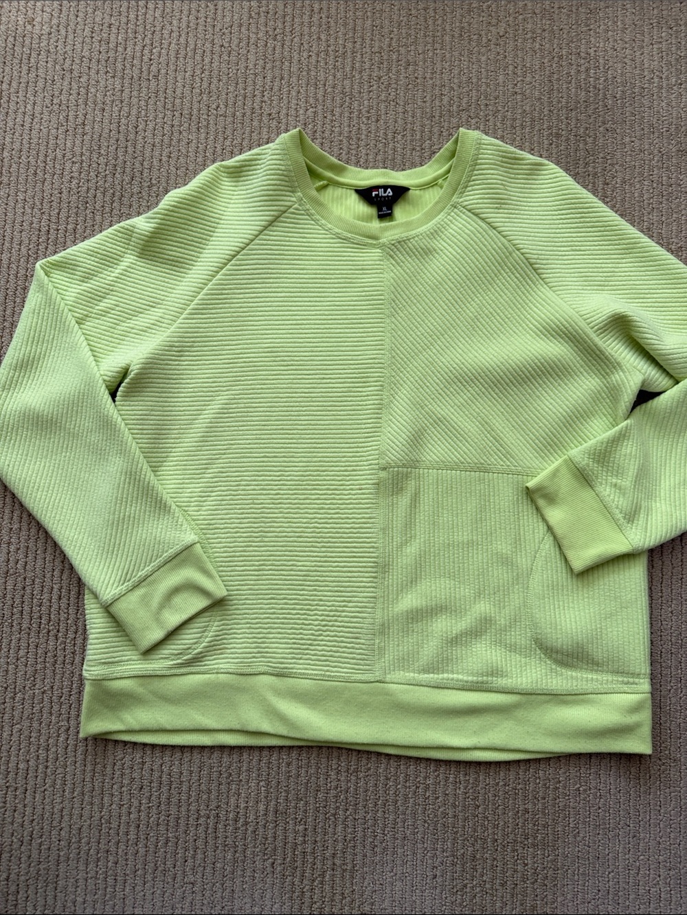 FILA womens Lime Green Textured Crewneck Sweater sz XL